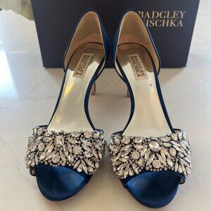 Badgley Mischka Candance Navy Bridal Pumps - Size 7.5
